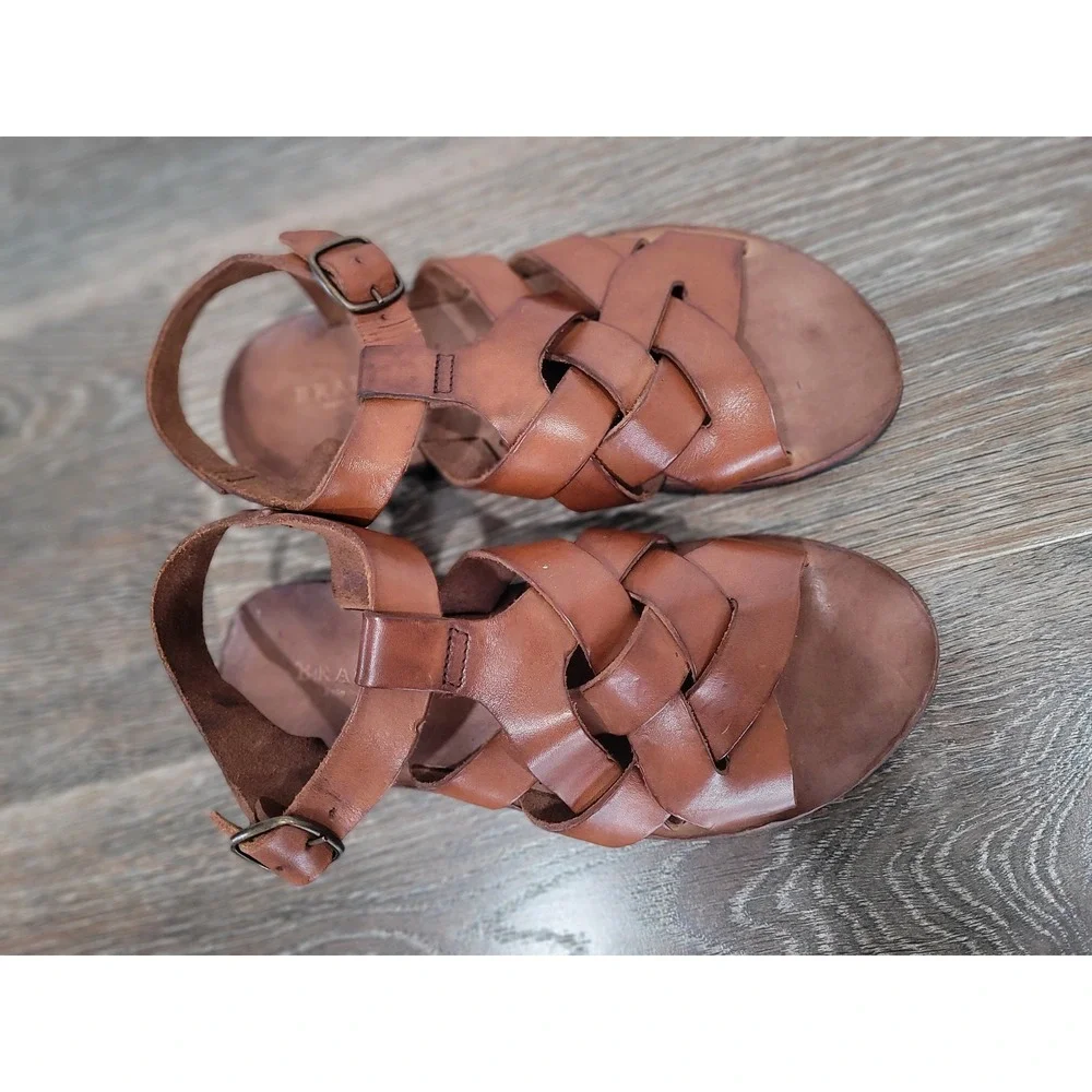 Brador Womens Leather Fisherman Sandals Brown Made in‎ Italy 6.5 EU 36 #3